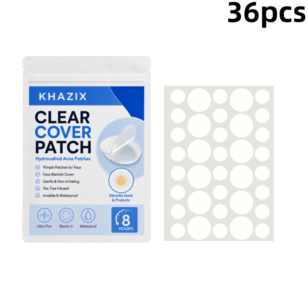 Face Moisturizer - 36 Parches Transparentes para Granos, Adhesivos