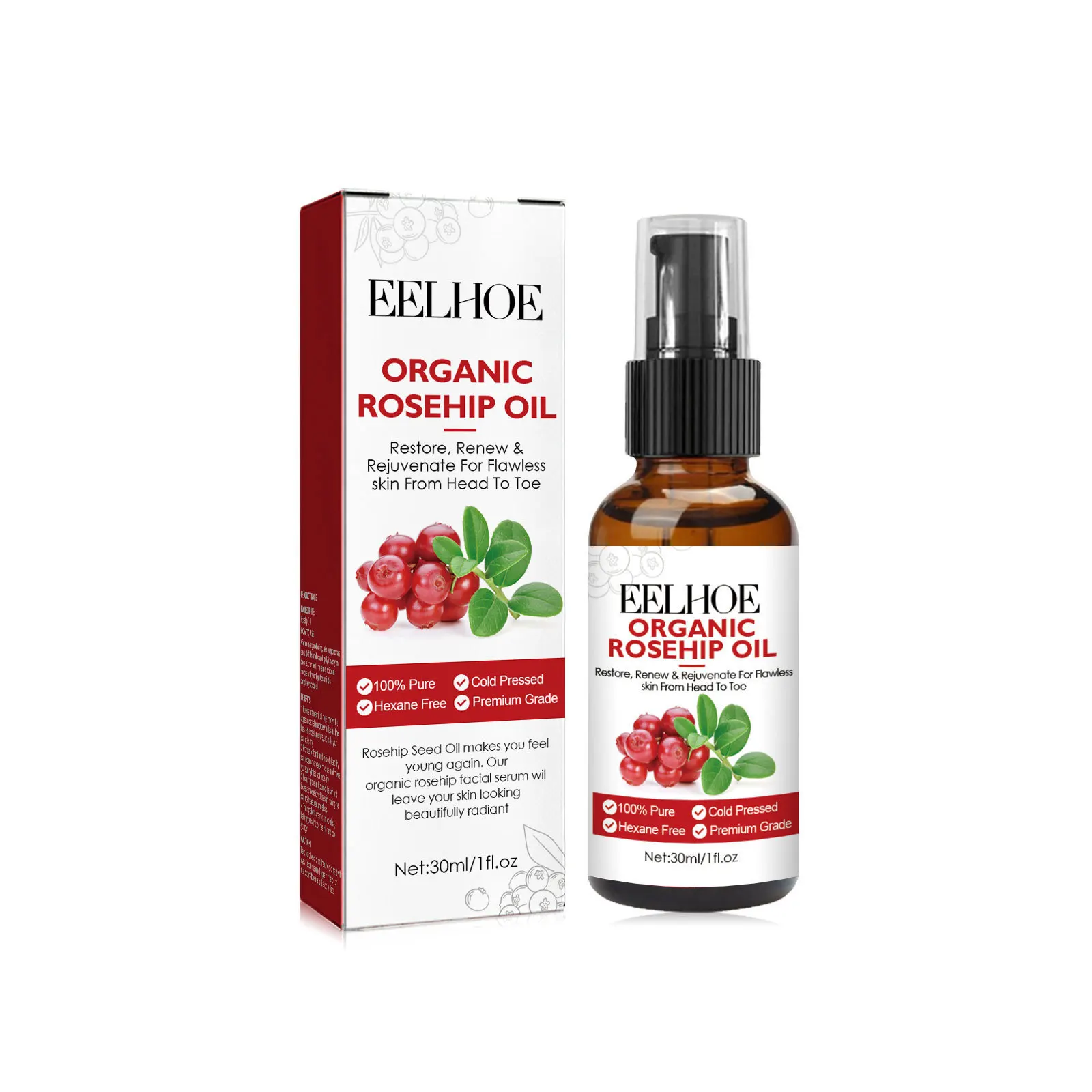 Suero Facial de aceite de rosa - Face Oil Rosehip reseña y precio